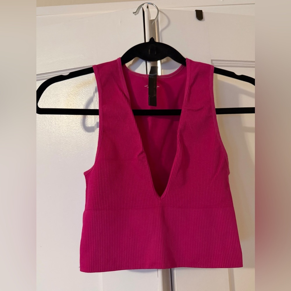 Hot Pink Ribbed Tank Top